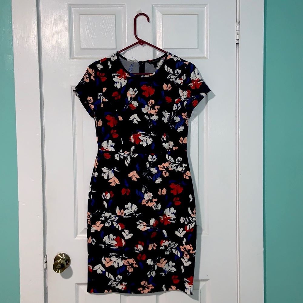 Navy Floral Midi Dress